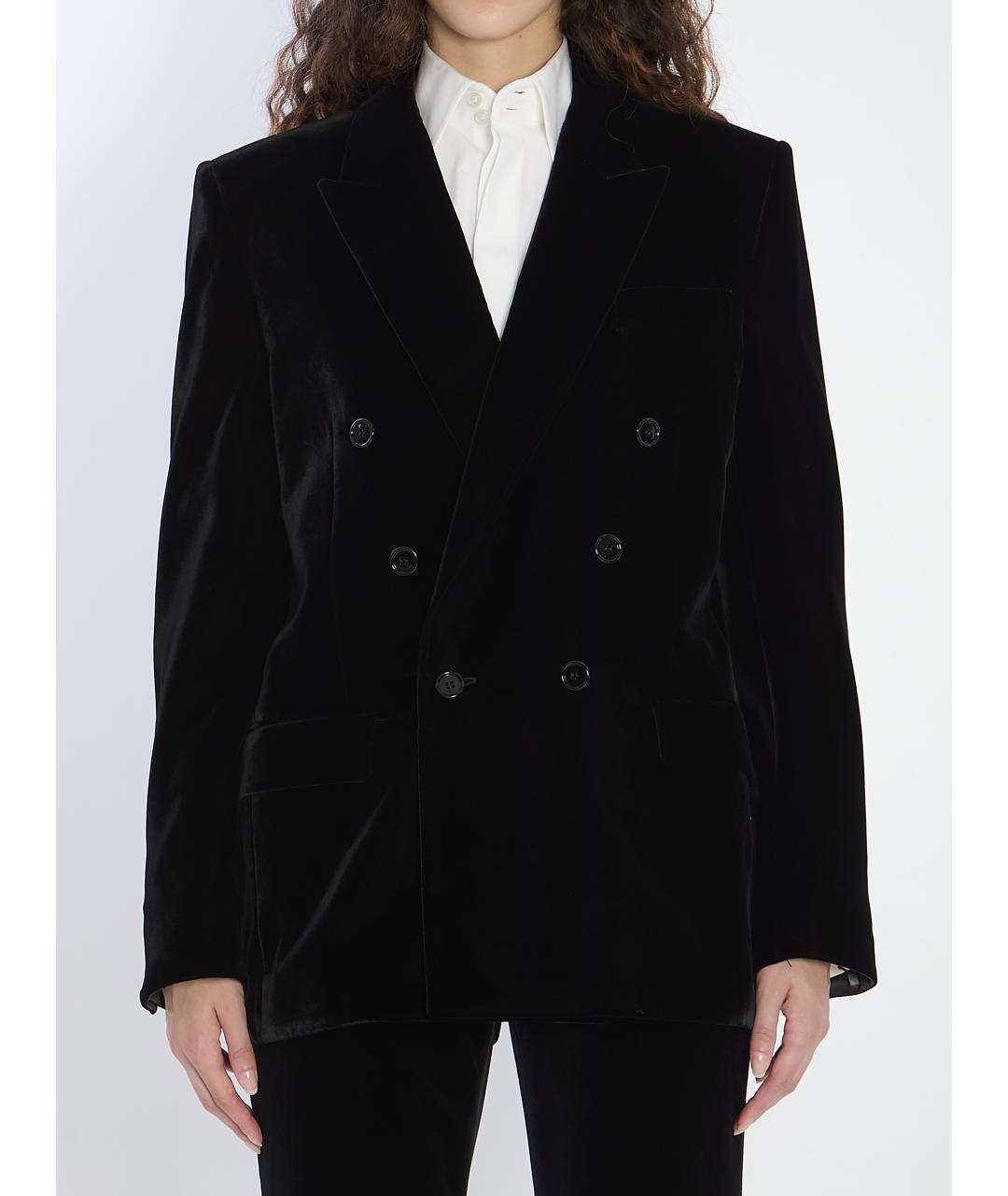 SAINT LAURENT Черный вискозный жакет/пиджак, фото 2