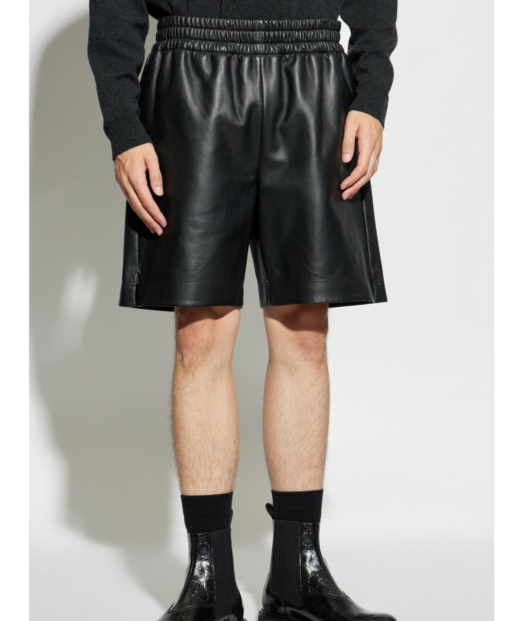 GUCCI Черные кожаные шорты, фото 2