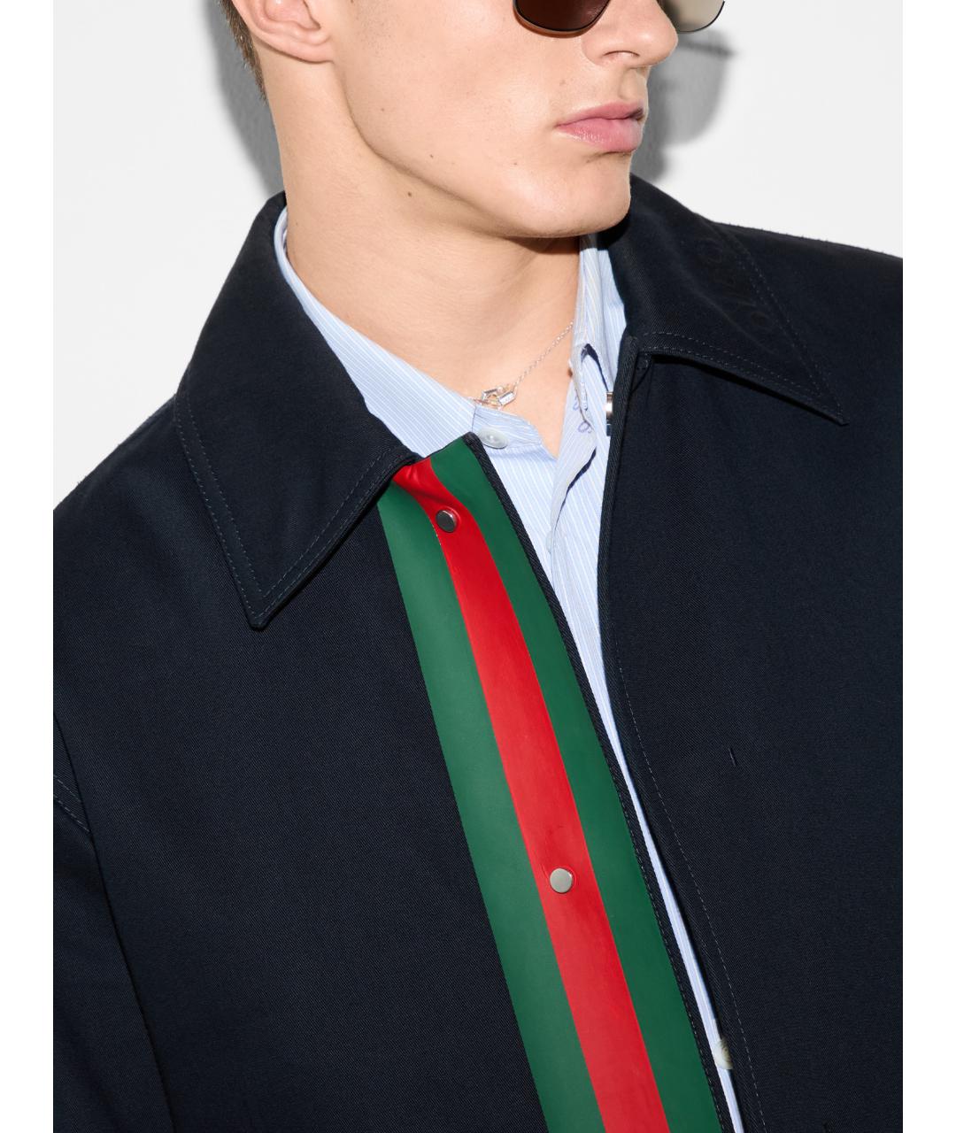 GUCCI Темно-синяя хлопковая куртка, фото 5