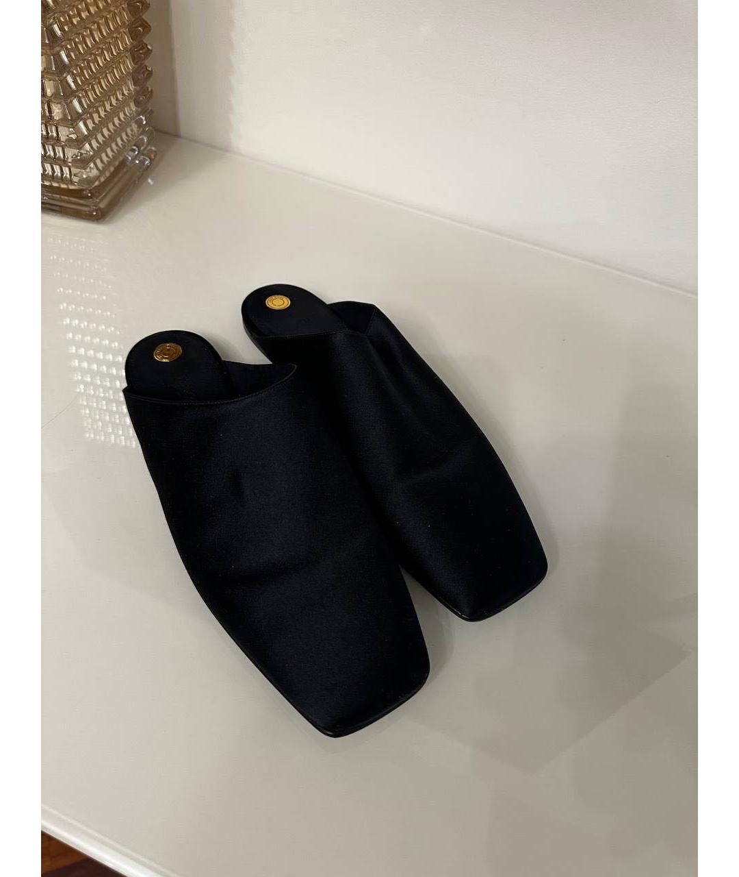 LORO PIANA Черные текстильные мюли, фото 3