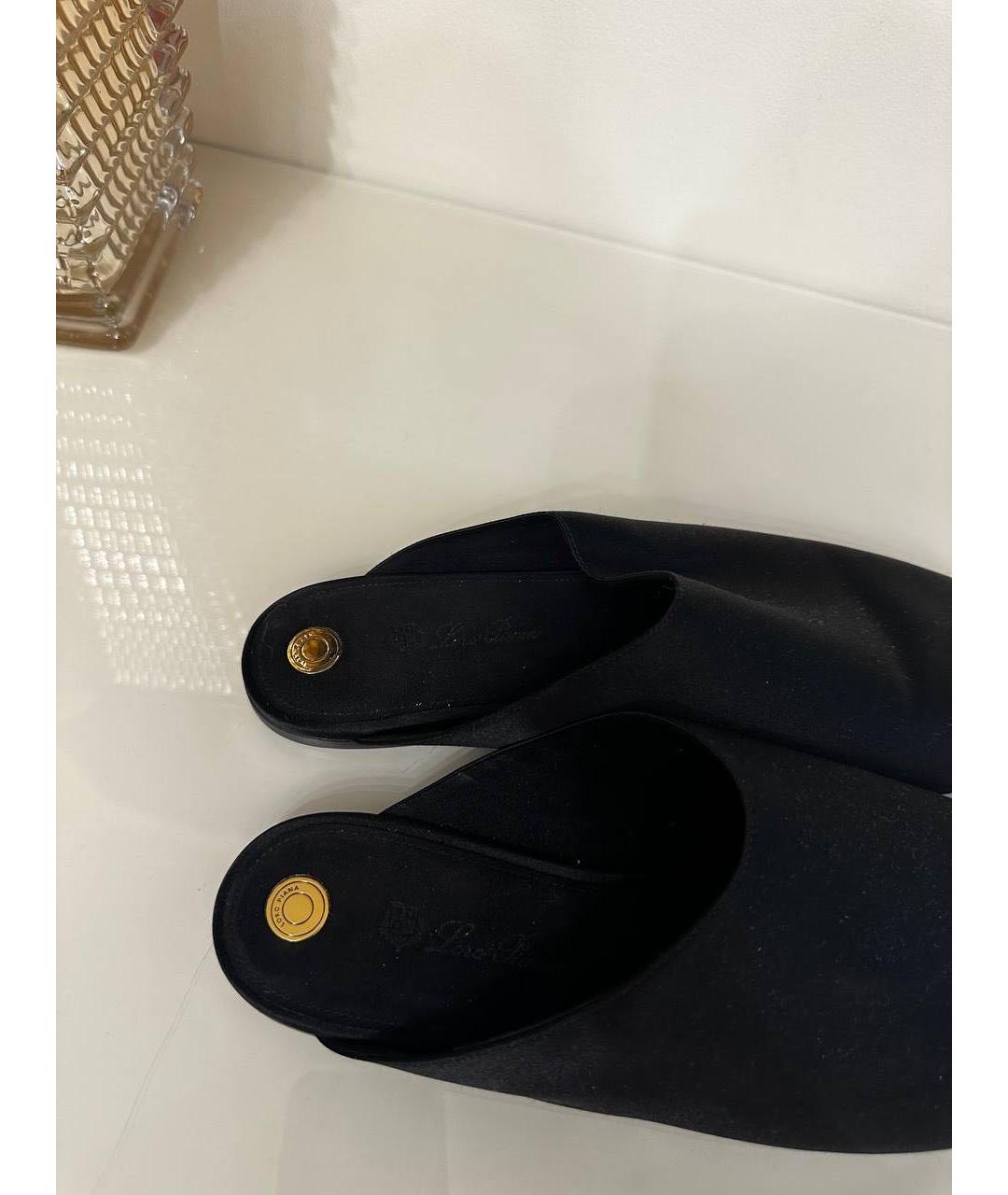LORO PIANA Черные текстильные мюли, фото 4