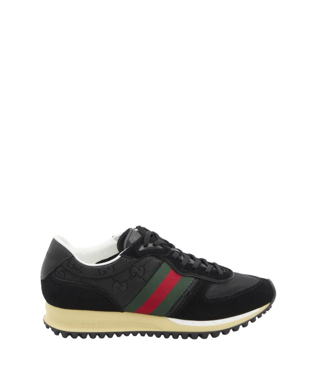 GUCCI Черные замшевые низкие кроссовки / кеды, фото 1