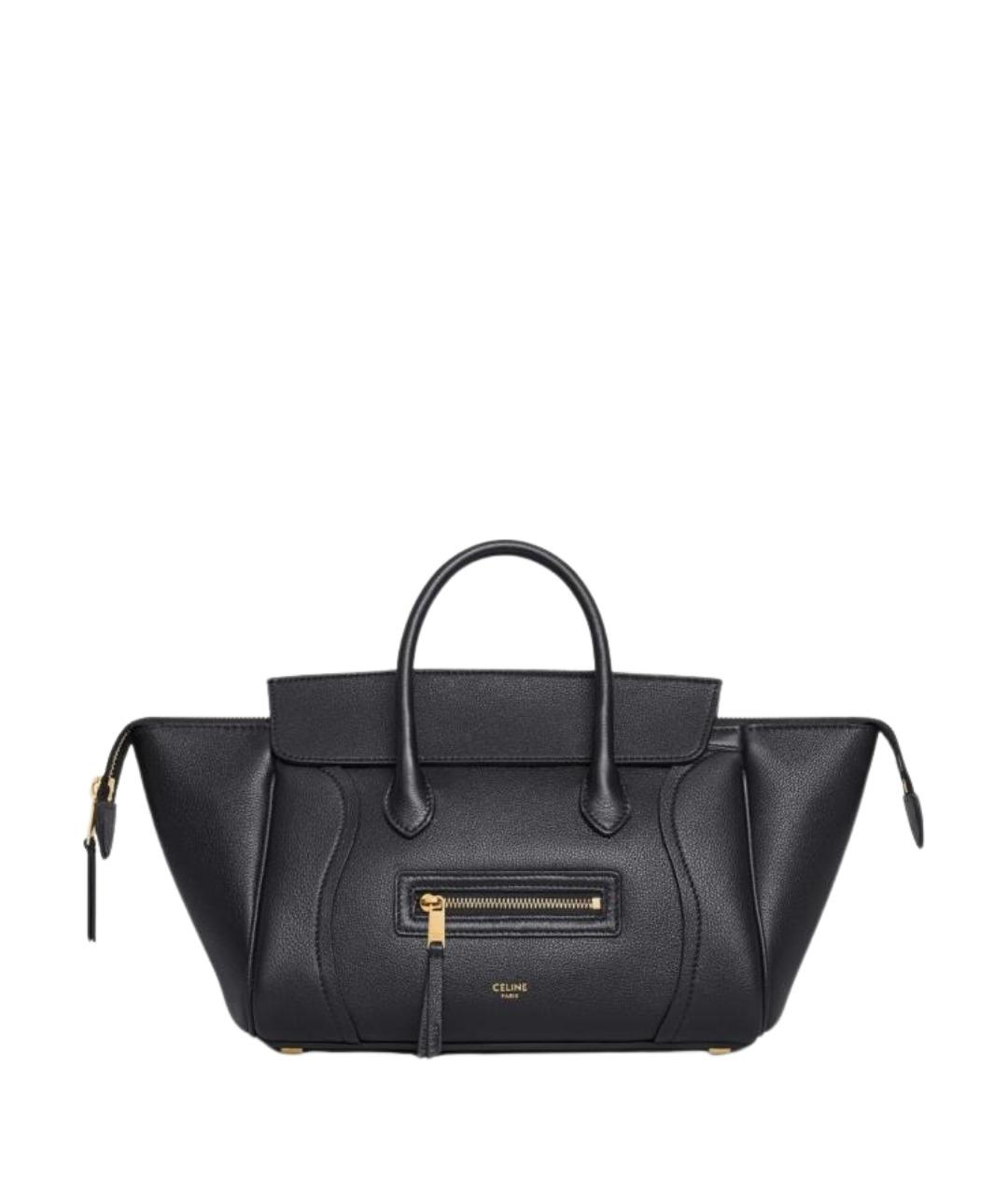 CELINE Черная кожаная сумка с короткими ручками, фото 1