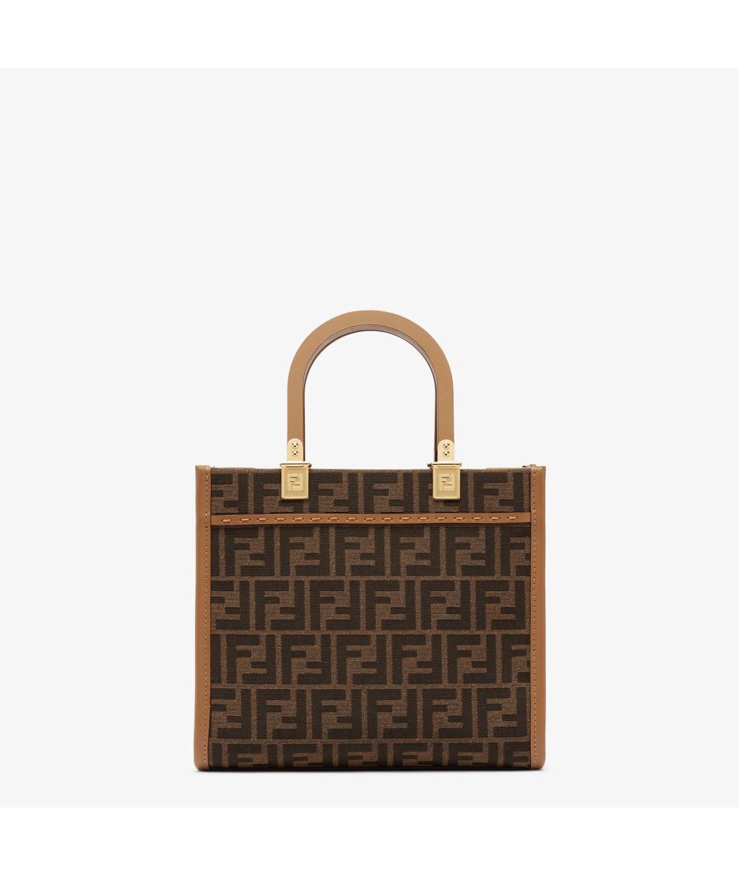FENDI Коричневая жаккардовая сумка тоут, фото 3
