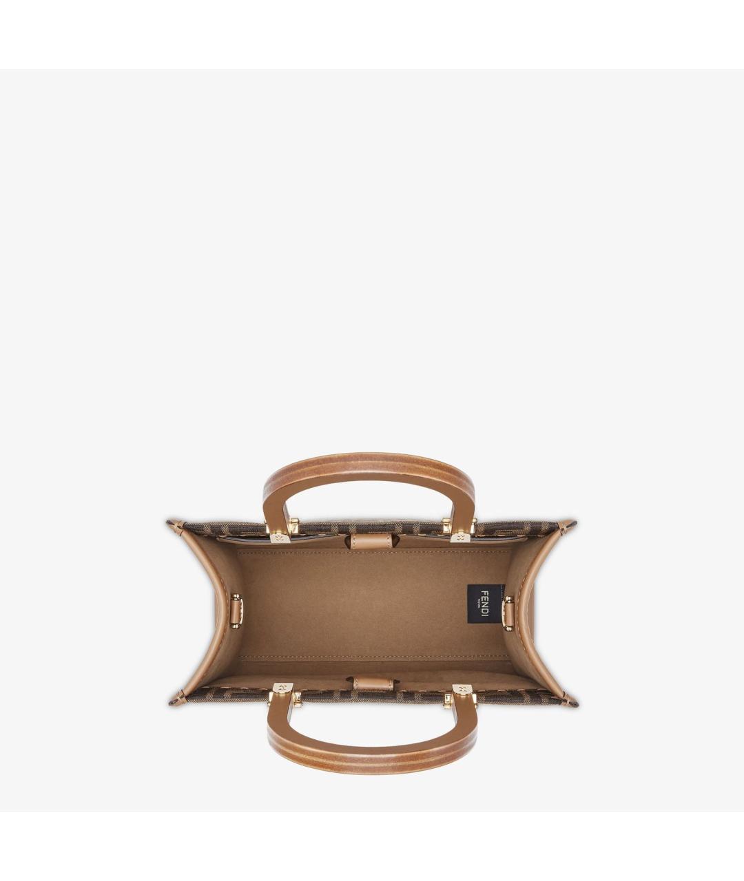 FENDI Коричневая жаккардовая сумка тоут, фото 4
