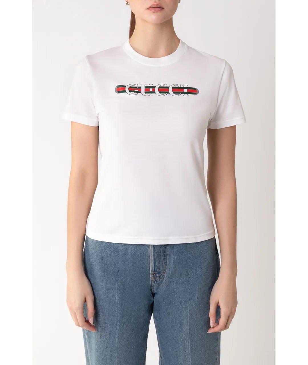 GUCCI Белая хлопковая футболка, фото 2