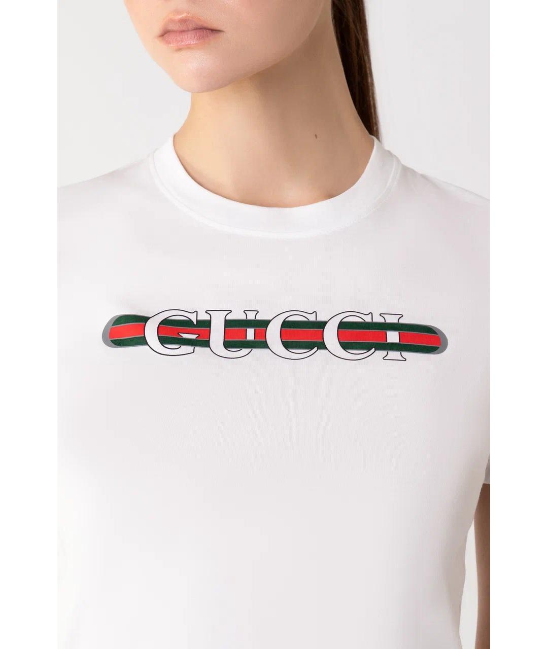 GUCCI Белая хлопковая футболка, фото 3