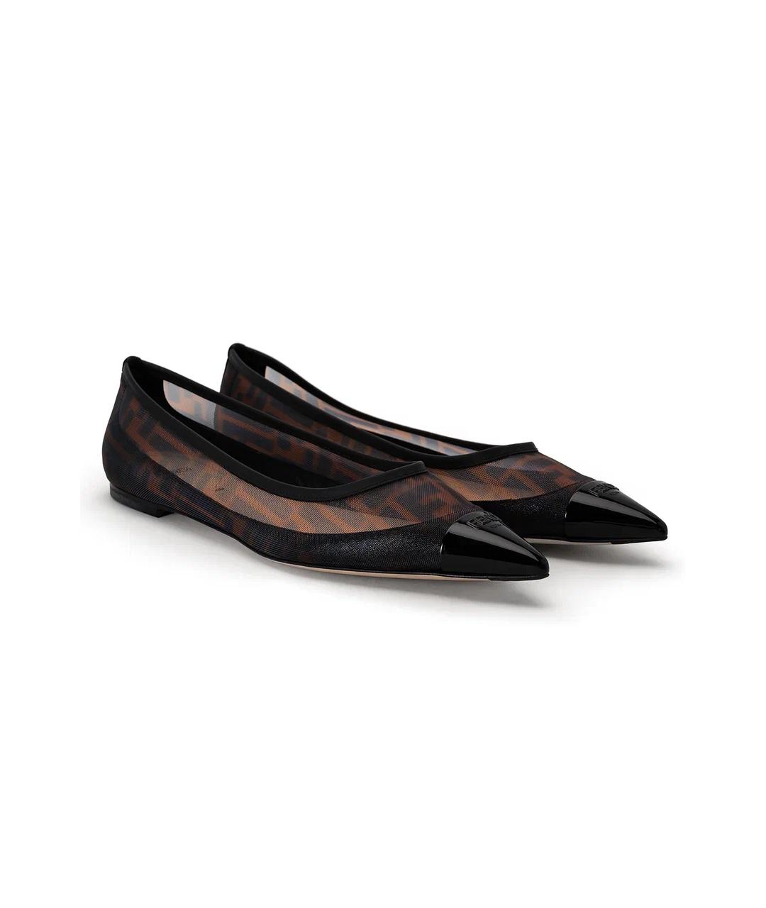 FENDI Черные кожаные балетки, фото 2