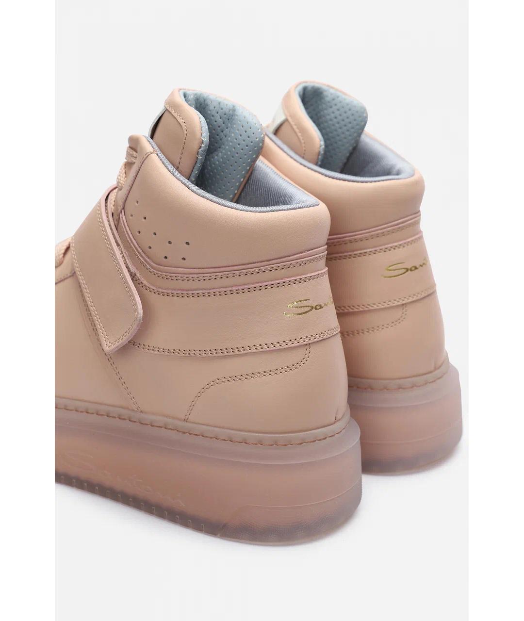 SANTONI Розовые кожаные кроссовки, фото 4