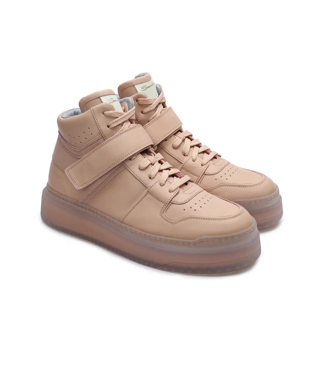 SANTONI Розовые кожаные кроссовки, фото 2