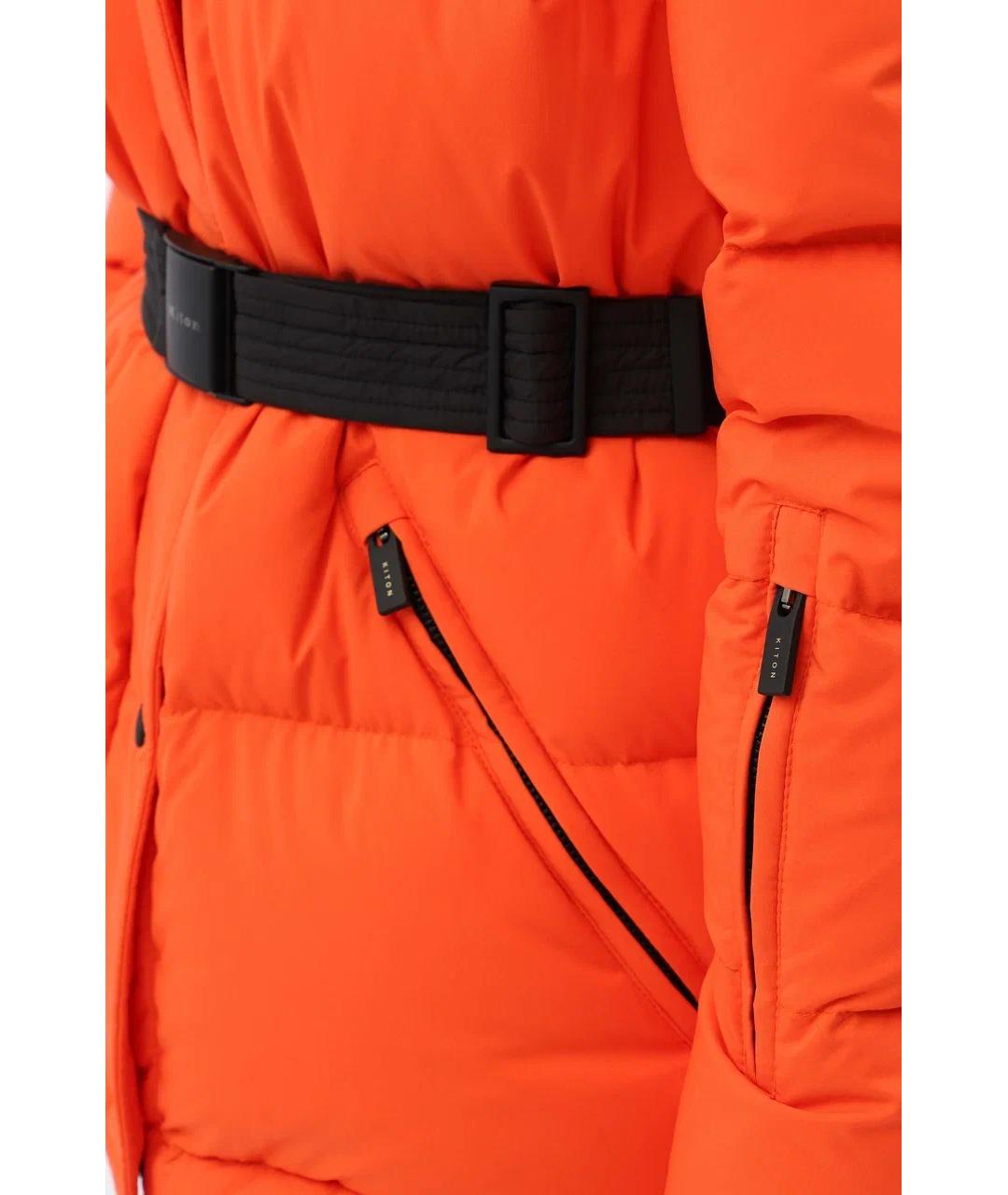 KITON Оранжевый полиэстеровый пуховик, фото 5