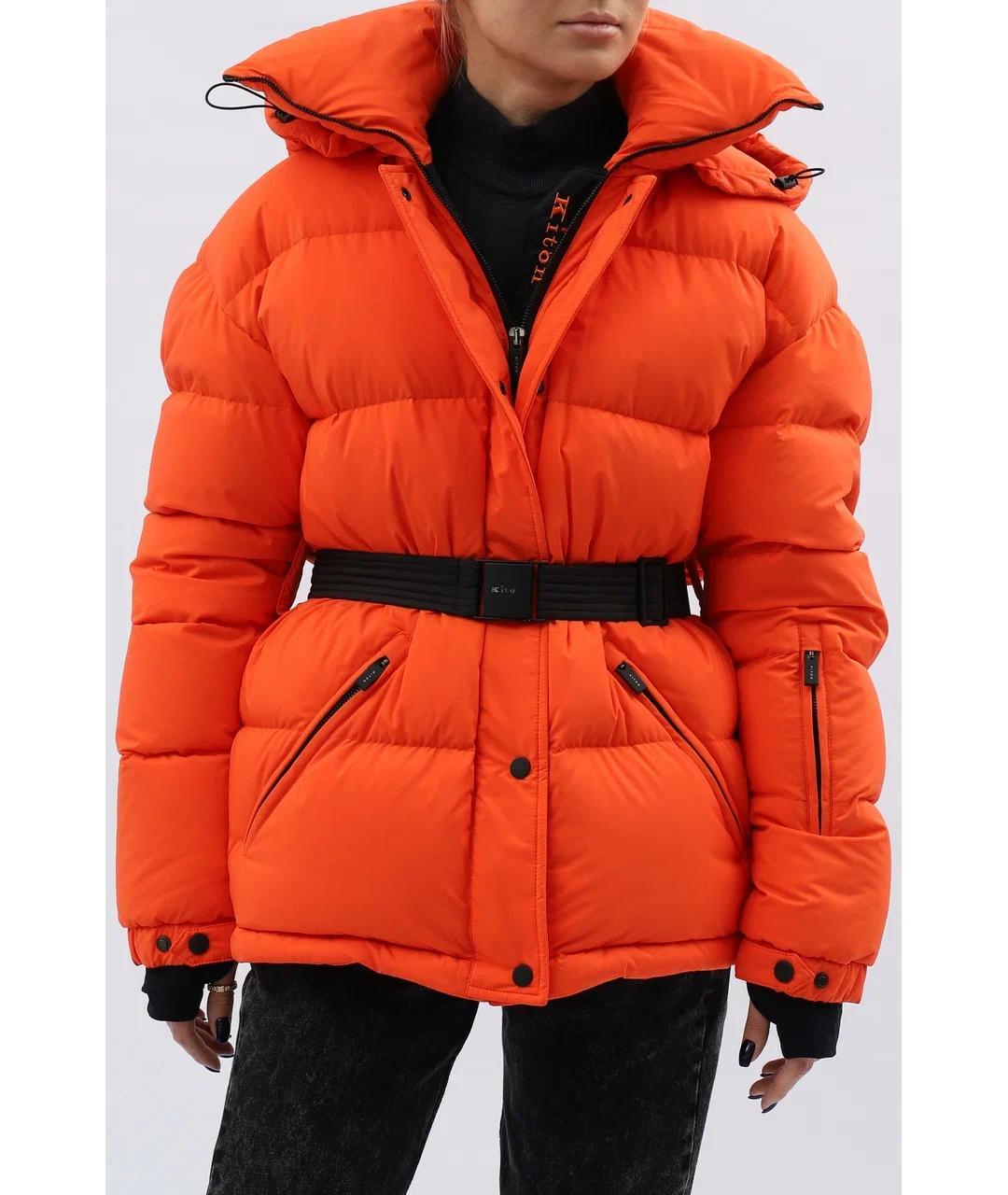 KITON Оранжевый полиэстеровый пуховик, фото 2