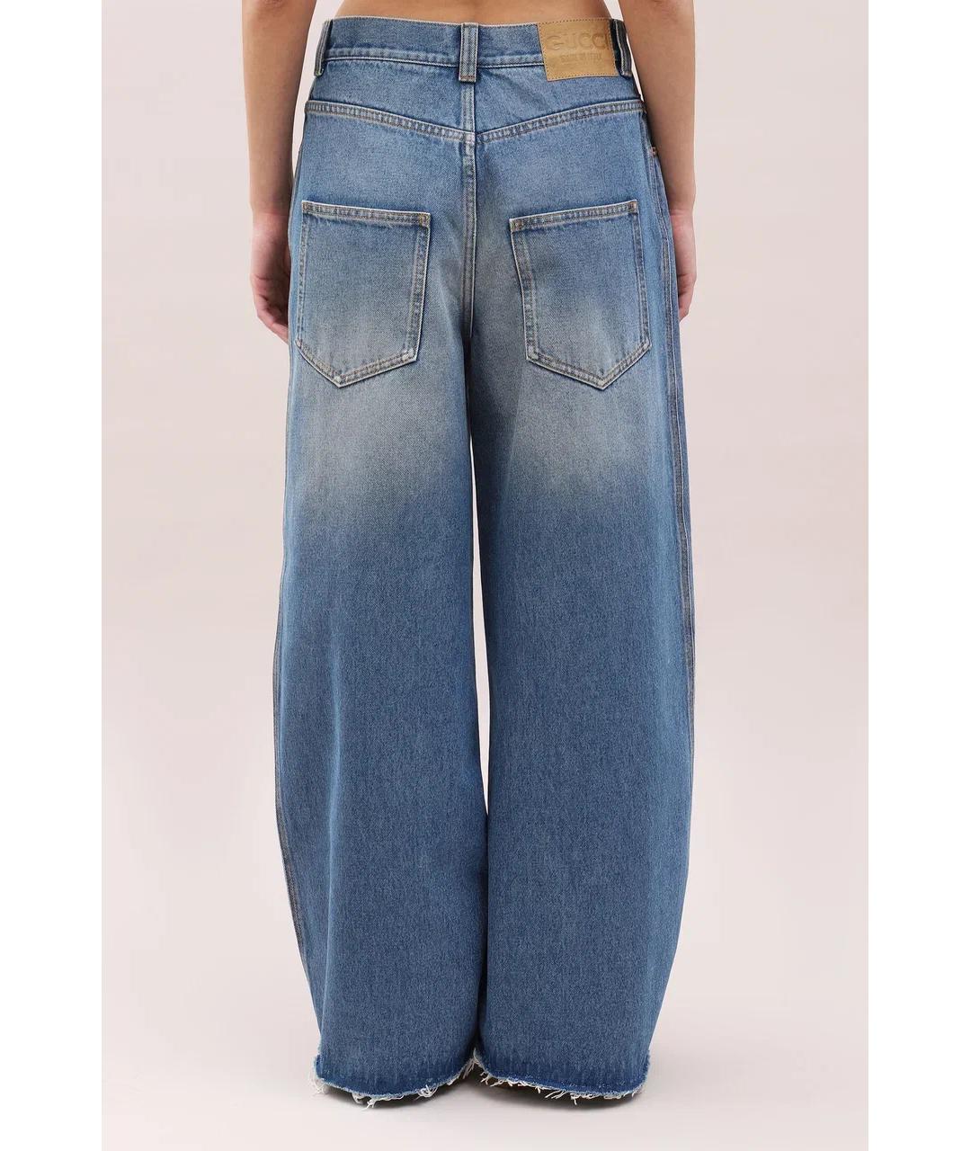 GUCCI Голубые хлопковые прямые джинсы, фото 4