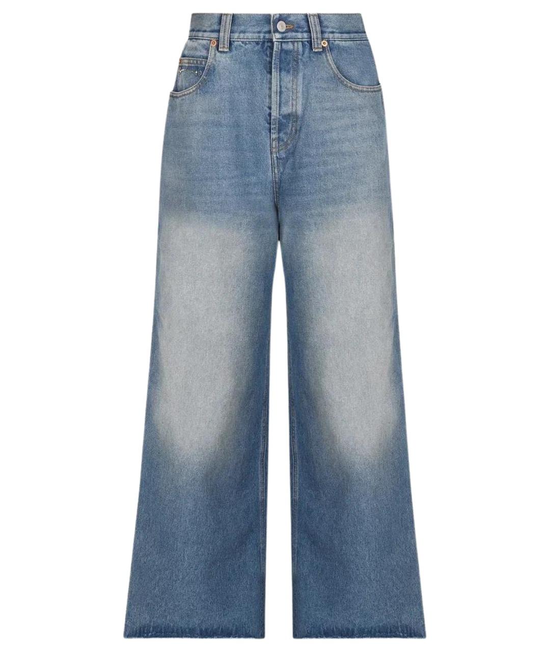 GUCCI Голубые хлопковые прямые джинсы, фото 1