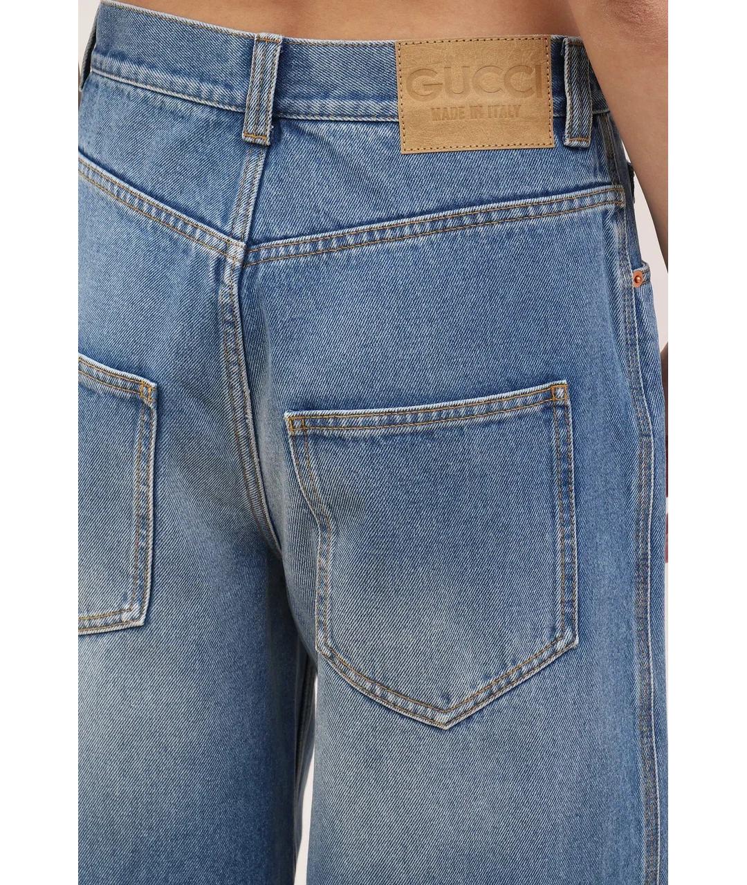 GUCCI Голубые хлопковые прямые джинсы, фото 6