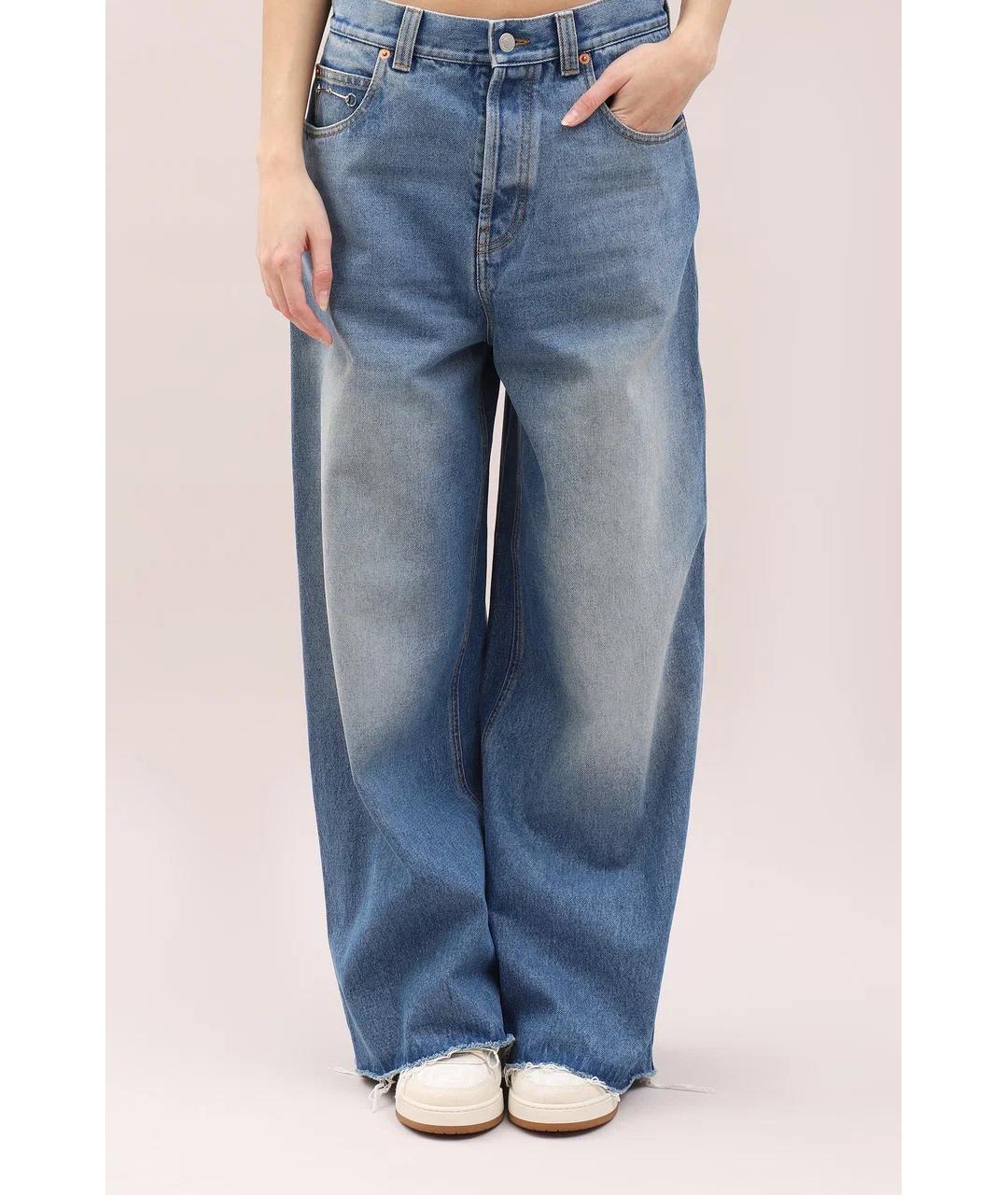 GUCCI Голубые хлопковые прямые джинсы, фото 3