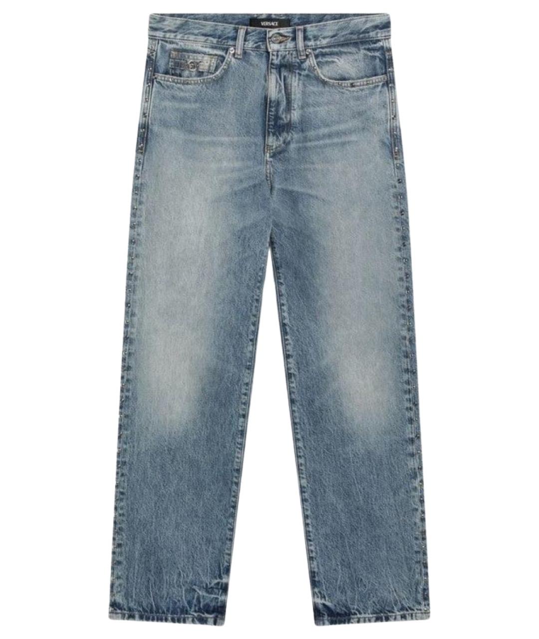 VERSACE Синие хлопковые повседневные брюки, фото 1