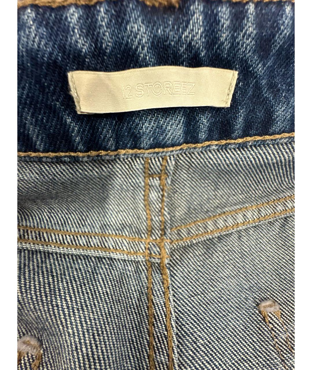 12 STOREEZ Синие хлопковые прямые джинсы, фото 3
