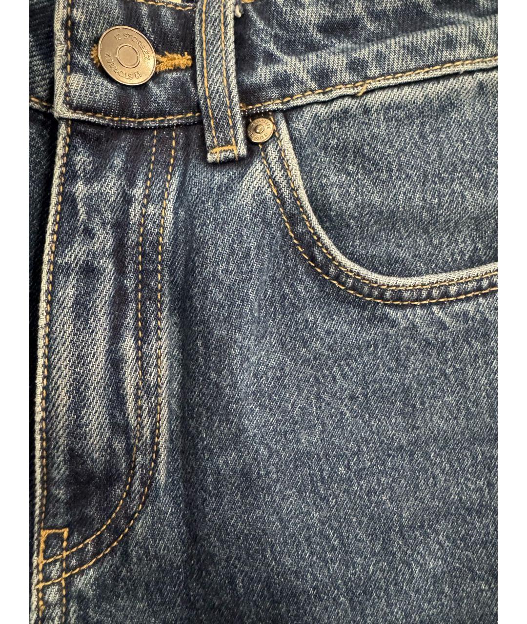 12 STOREEZ Синие хлопковые прямые джинсы, фото 4