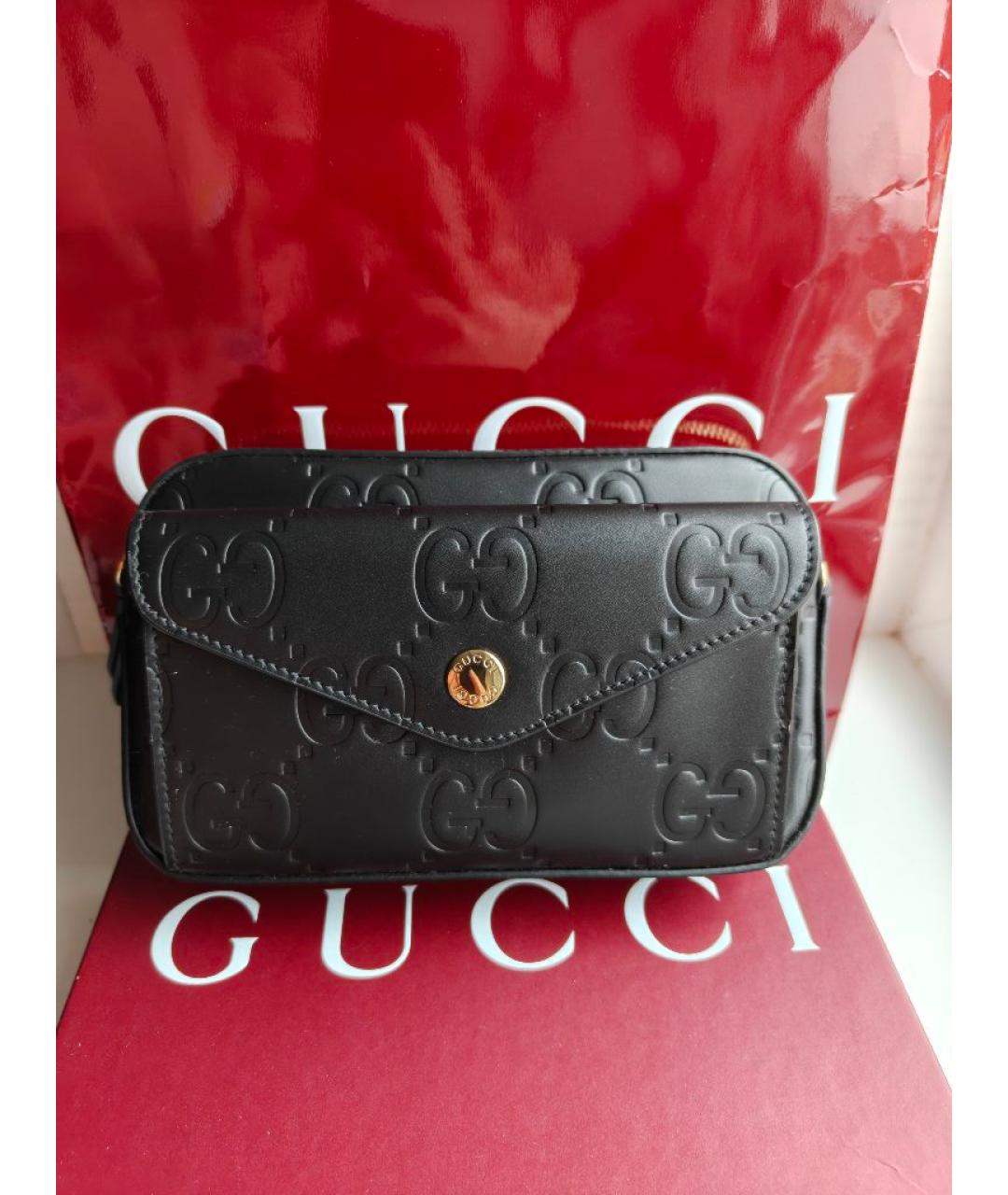 GUCCI Черная кожаная сумка через плечо, фото 3