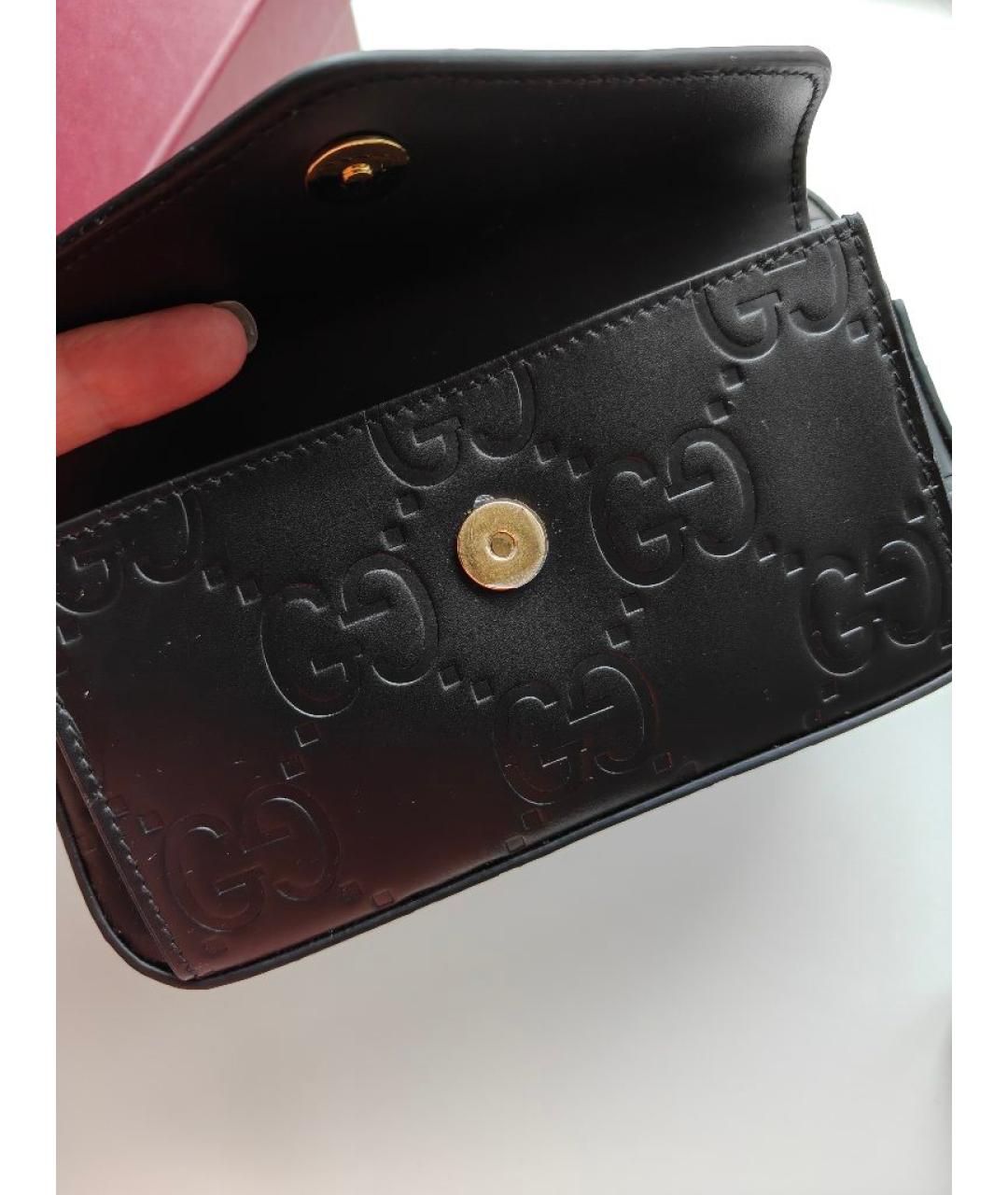 GUCCI Черная кожаная сумка через плечо, фото 6