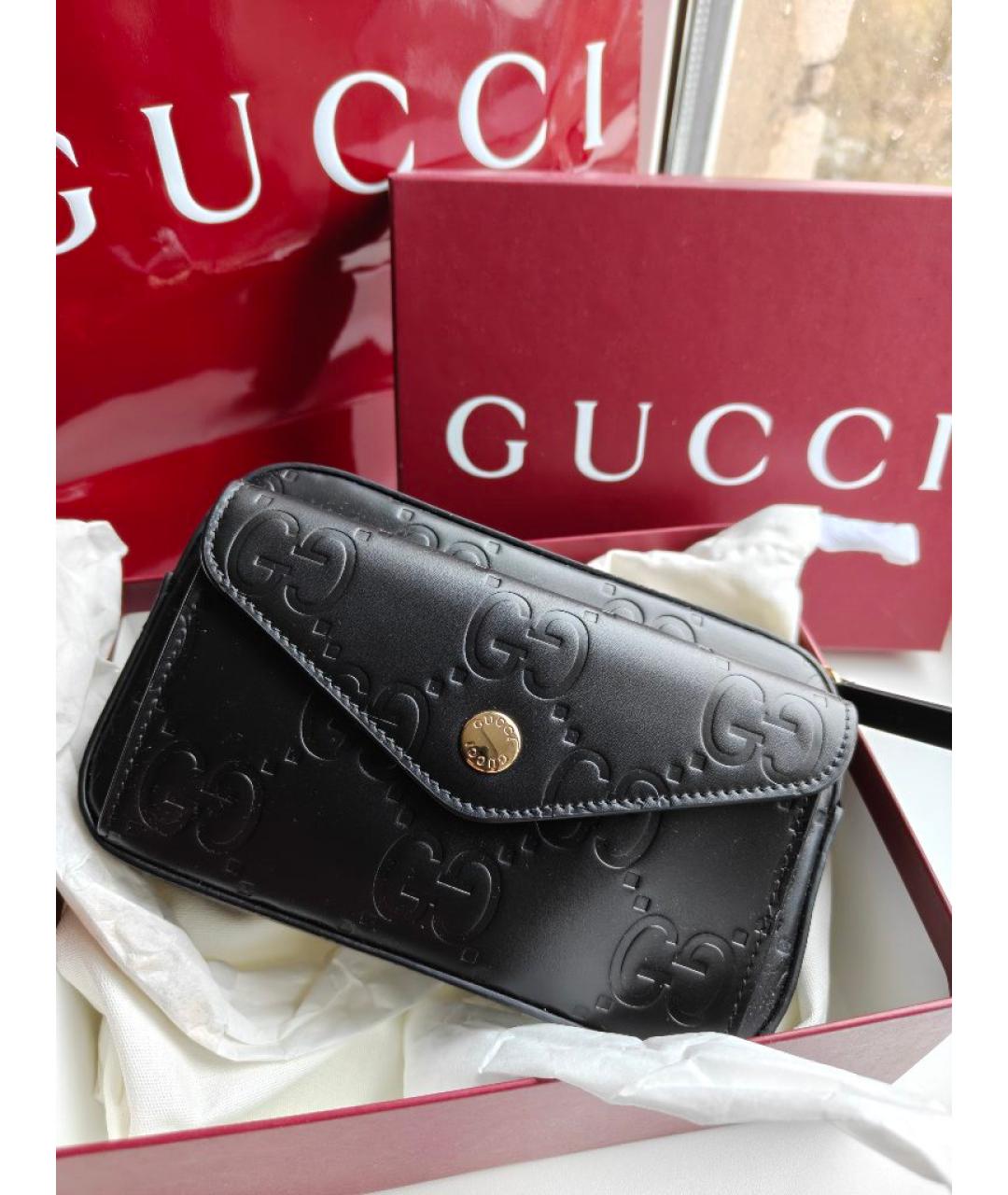 GUCCI Черная кожаная сумка через плечо, фото 2