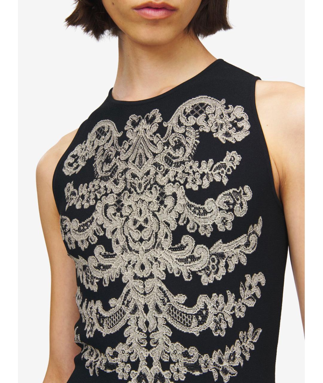 ALEXANDER MCQUEEN Черное вискозное коктейльное платье, фото 4