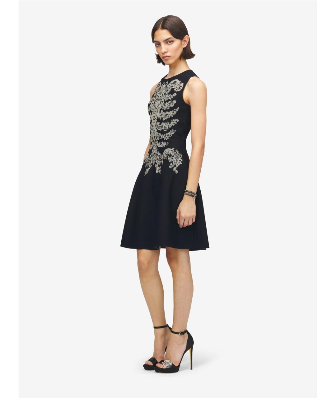 ALEXANDER MCQUEEN Черное вискозное коктейльное платье, фото 2