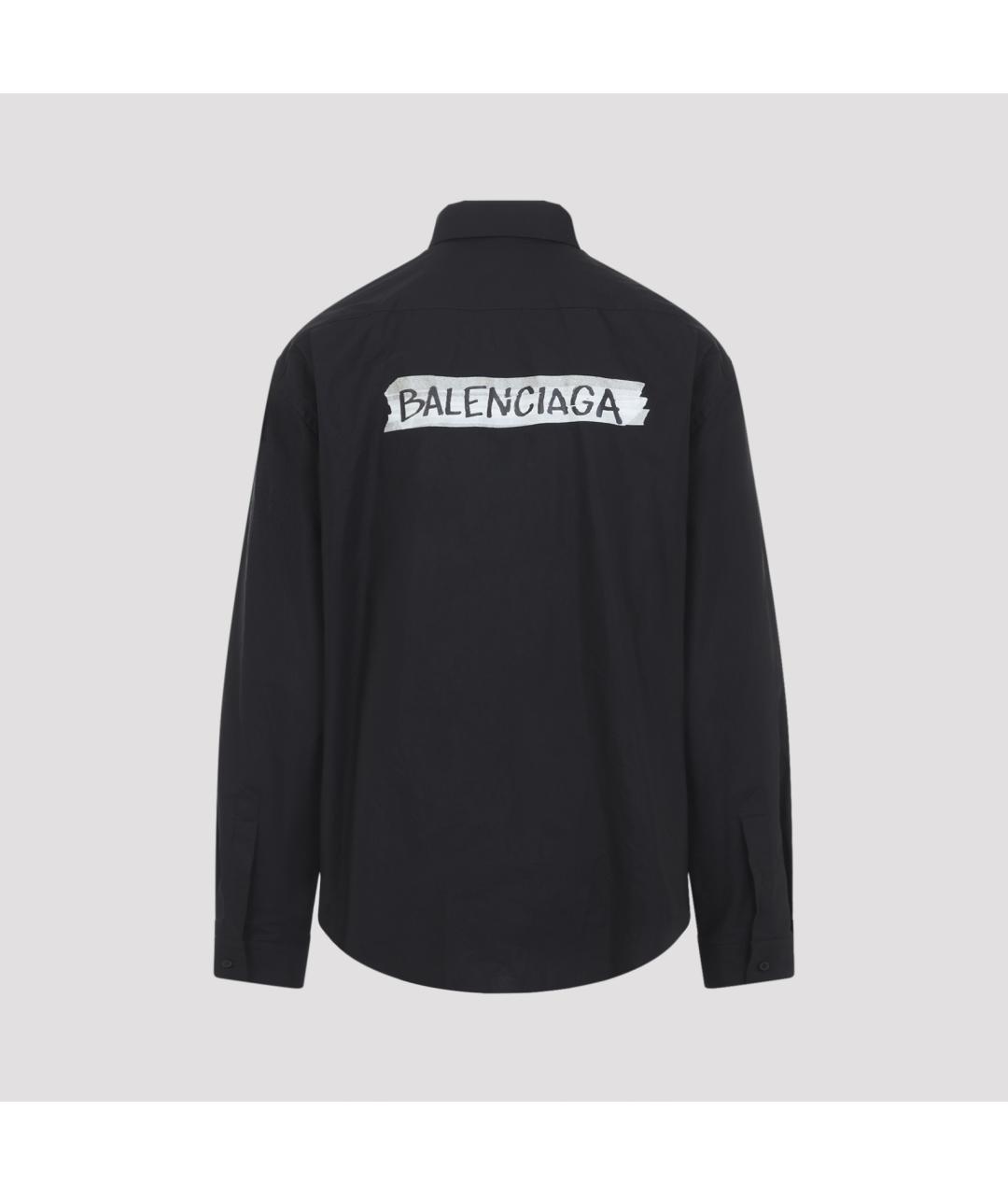 BALENCIAGA Черная хлопковая кэжуал рубашка, фото 3