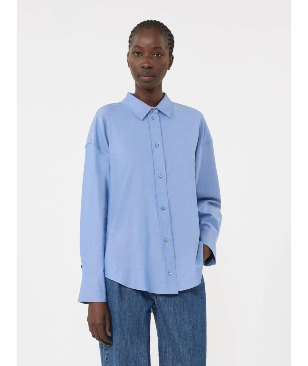 'S MAX MARA Голубая хлопковая рубашка, фото 3