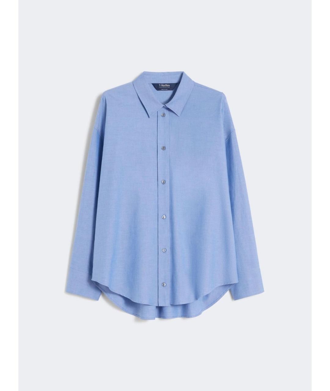 'S MAX MARA Голубая хлопковая рубашка, фото 6