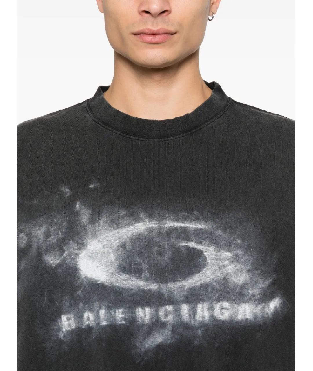 BALENCIAGA Серая хлопковая футболка, фото 5