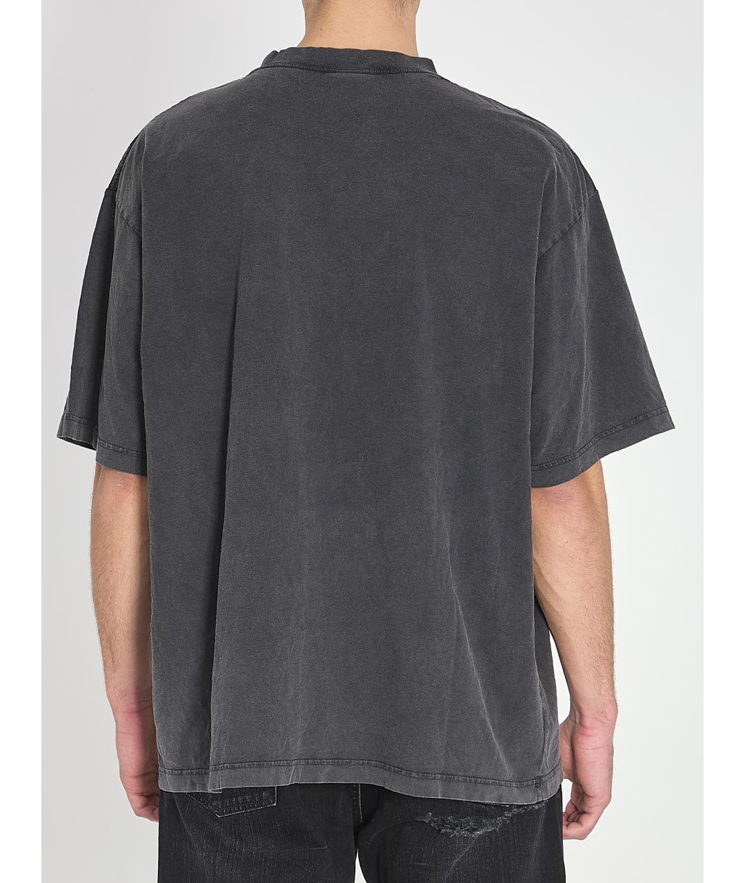 BALENCIAGA Серая хлопковая футболка, фото 4