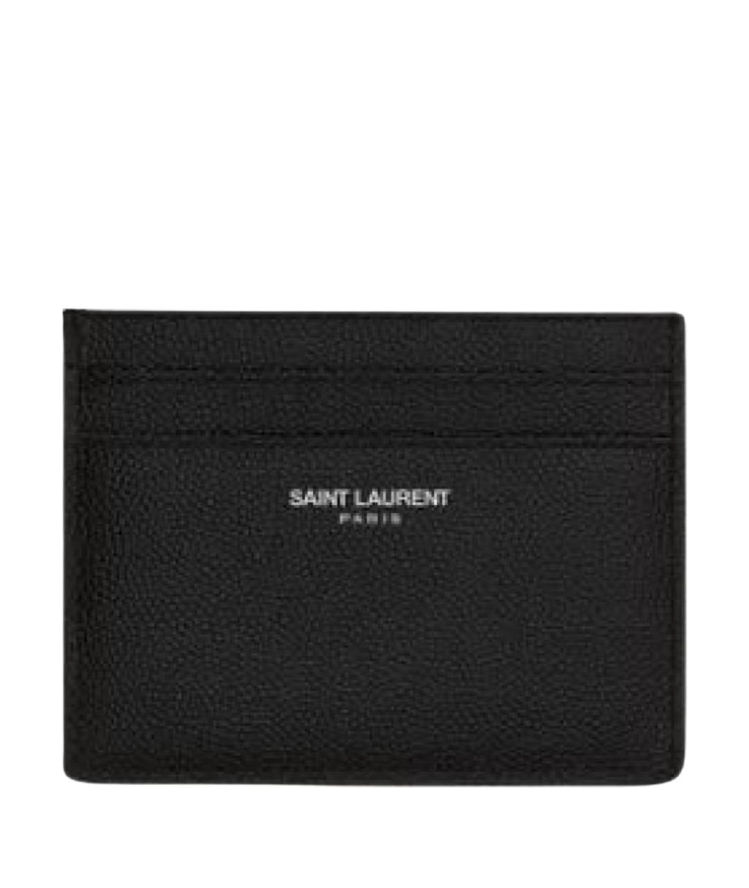 SAINT LAURENT Черный кожаный кардхолдер, фото 1
