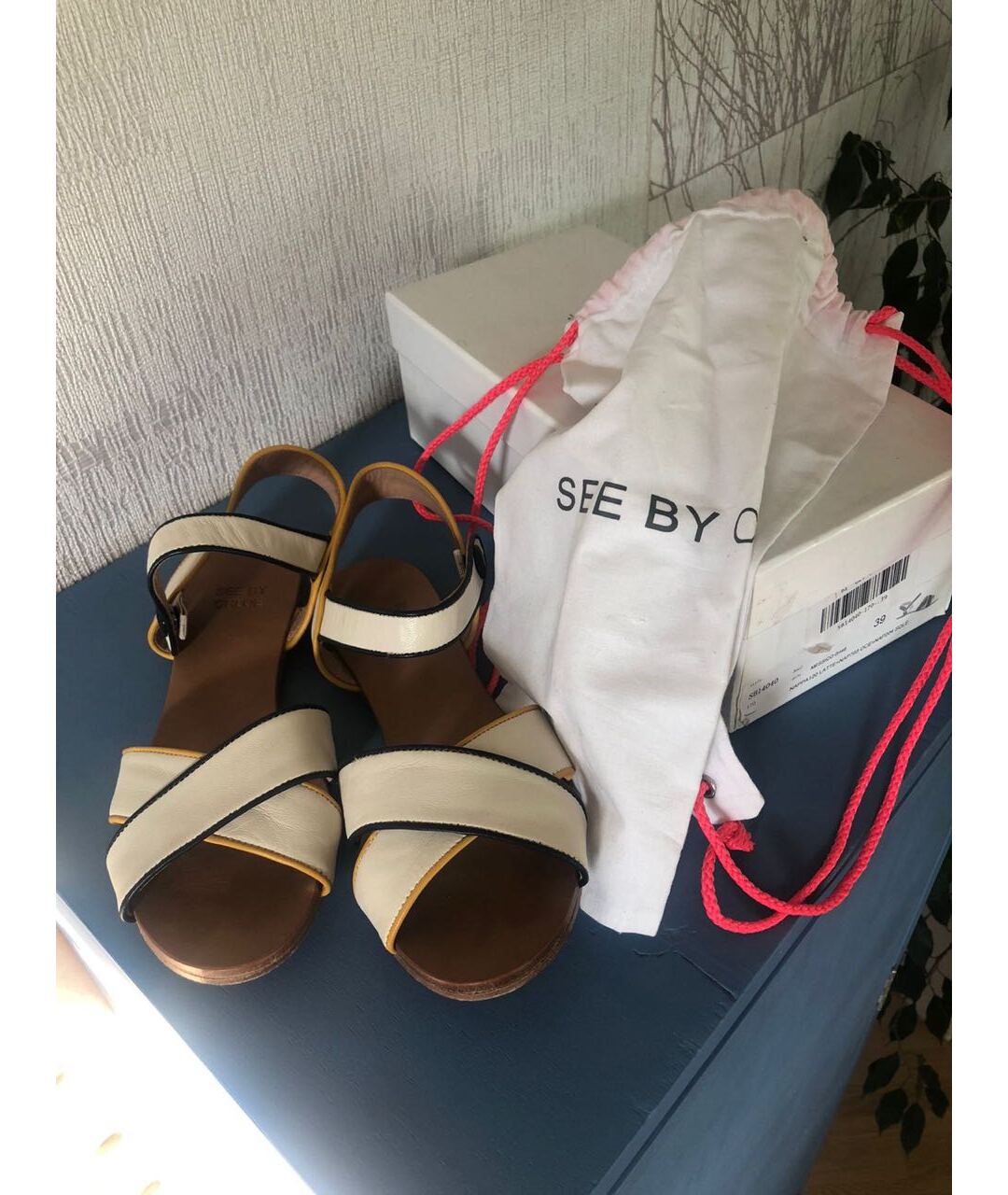 SEE BY CHLOE Бежевые кожаные сандалии, фото 5