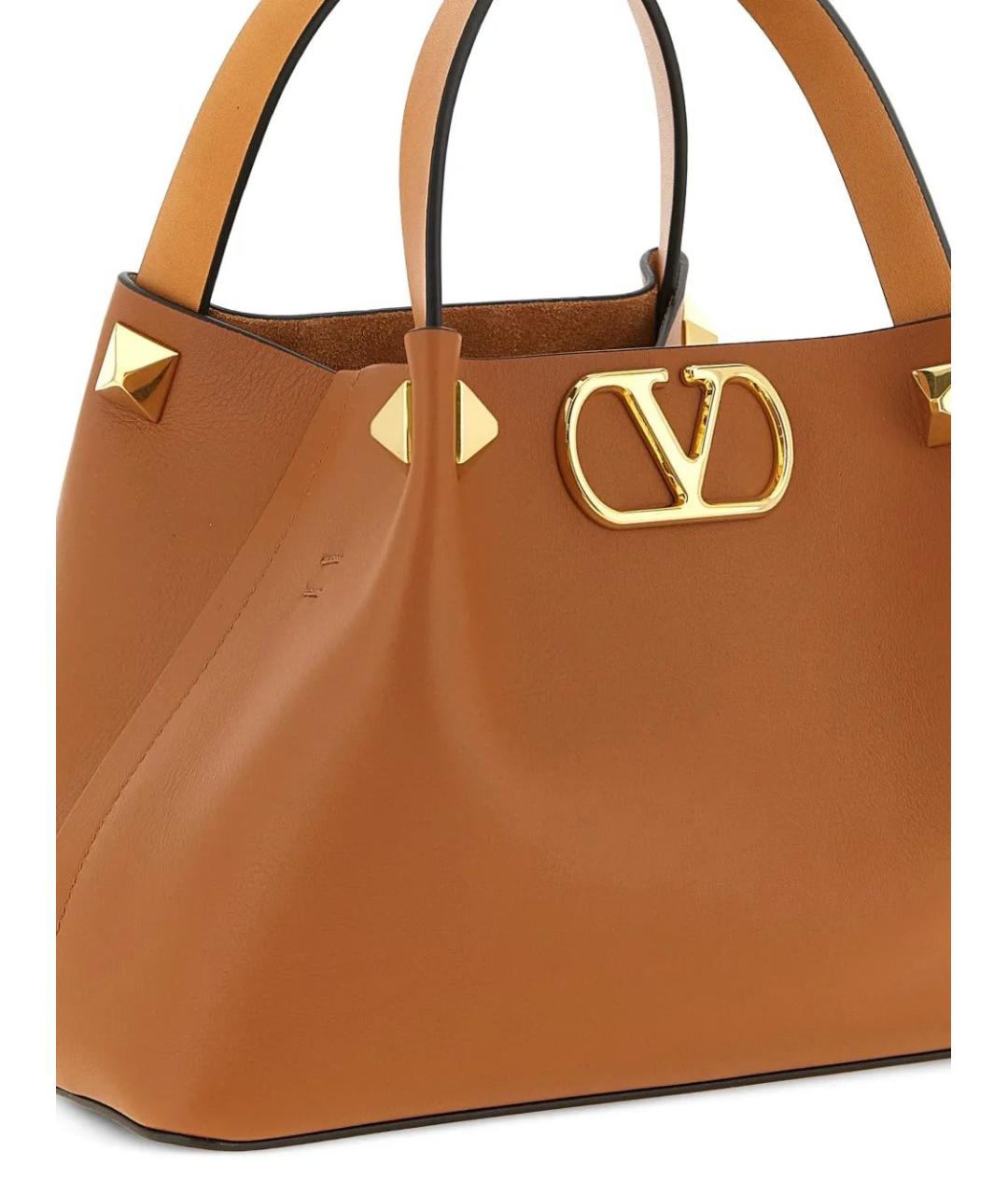 VALENTINO Бежевая кожаная сумка тоут, фото 3