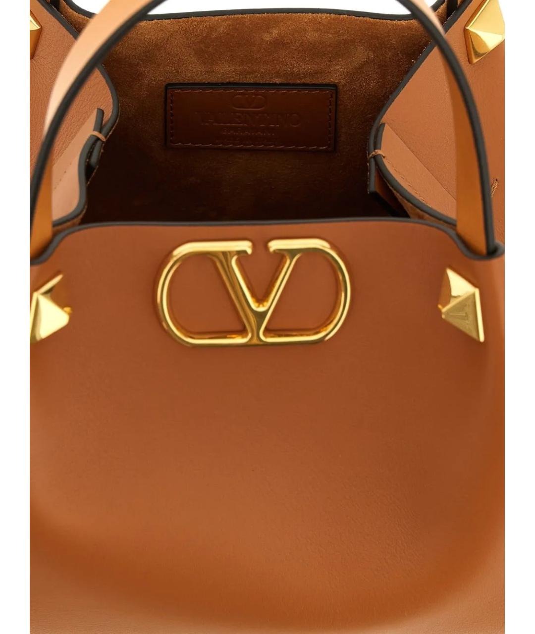 VALENTINO Бежевая кожаная сумка тоут, фото 4