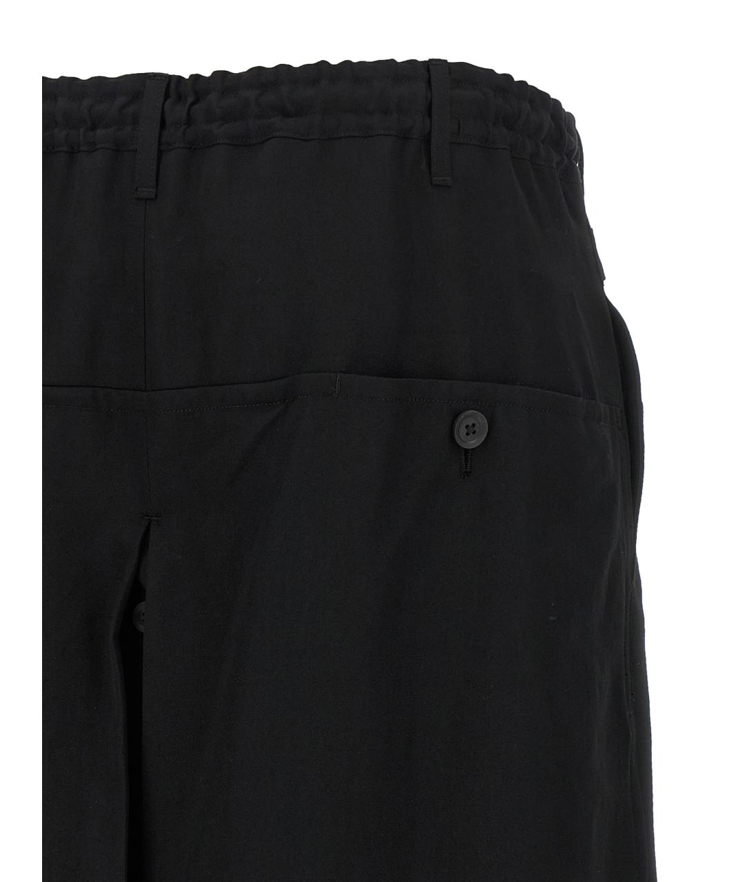 YOHJI YAMAMOTO Черные шерстяные повседневные брюки, фото 4