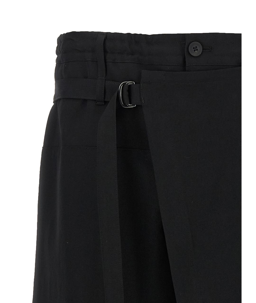 YOHJI YAMAMOTO Черные шерстяные повседневные брюки, фото 3