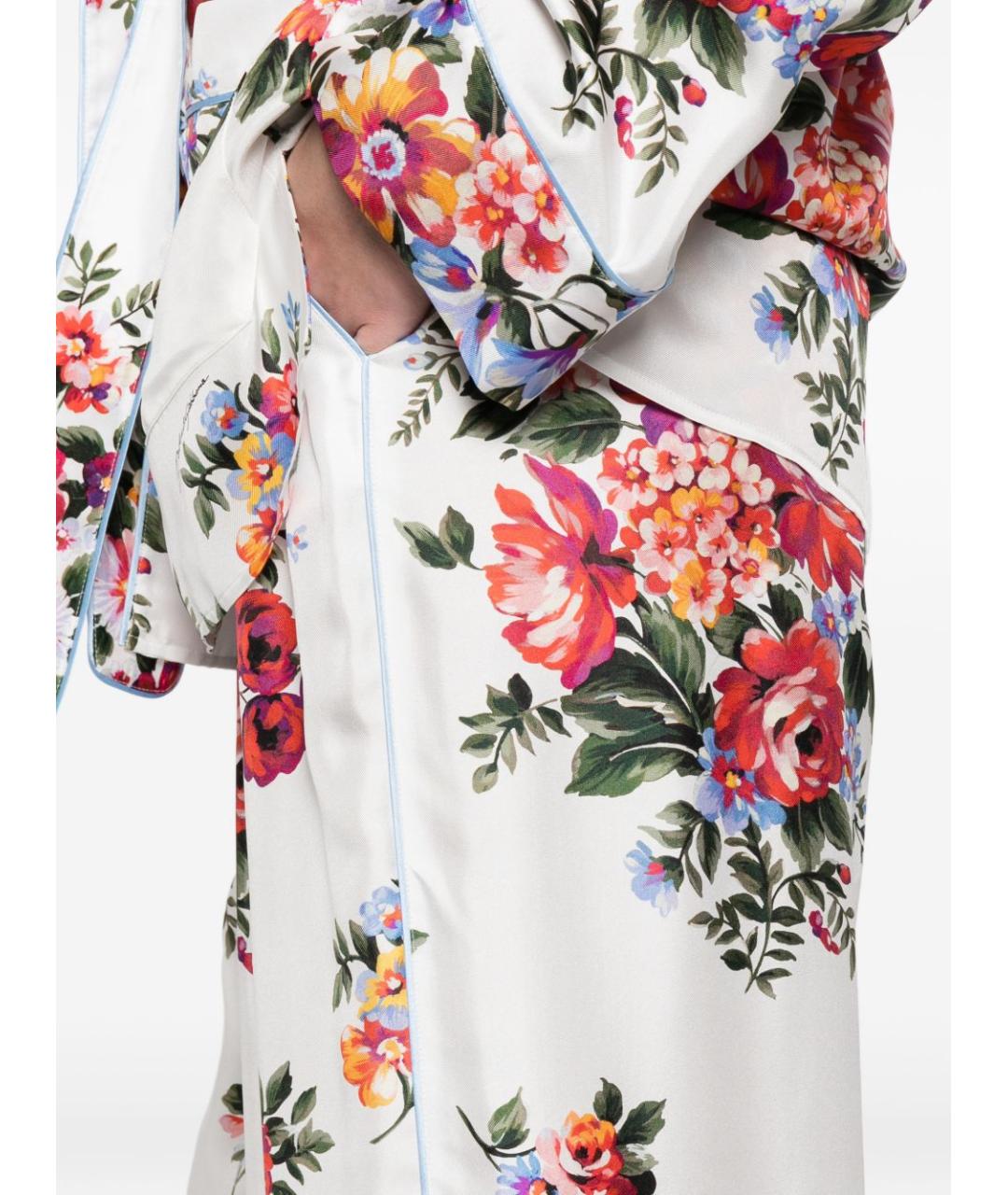 DOLCE&GABBANA Белые шелковые прямые брюки, фото 3