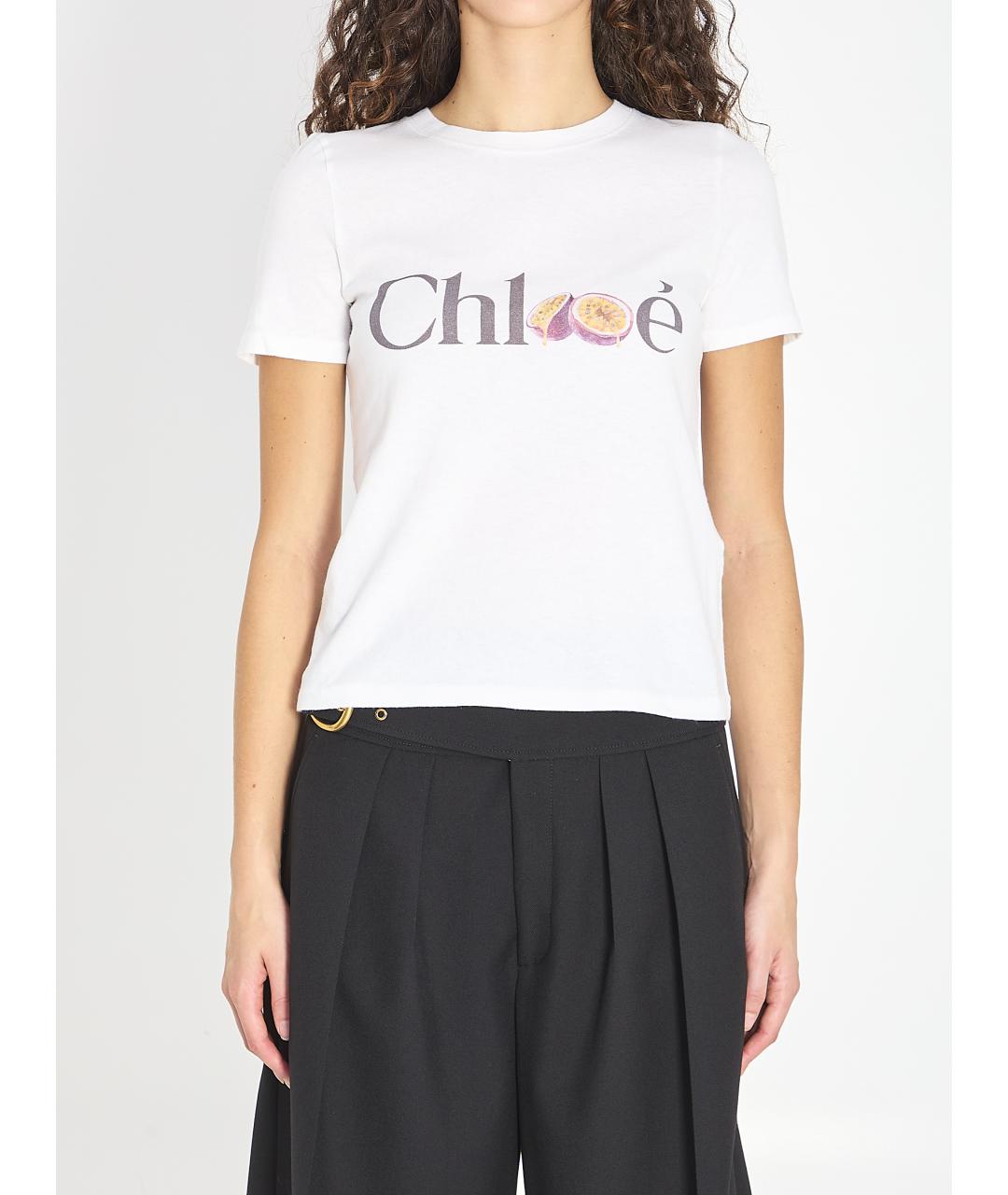 CHLOE Белая хлопковая футболка, фото 5
