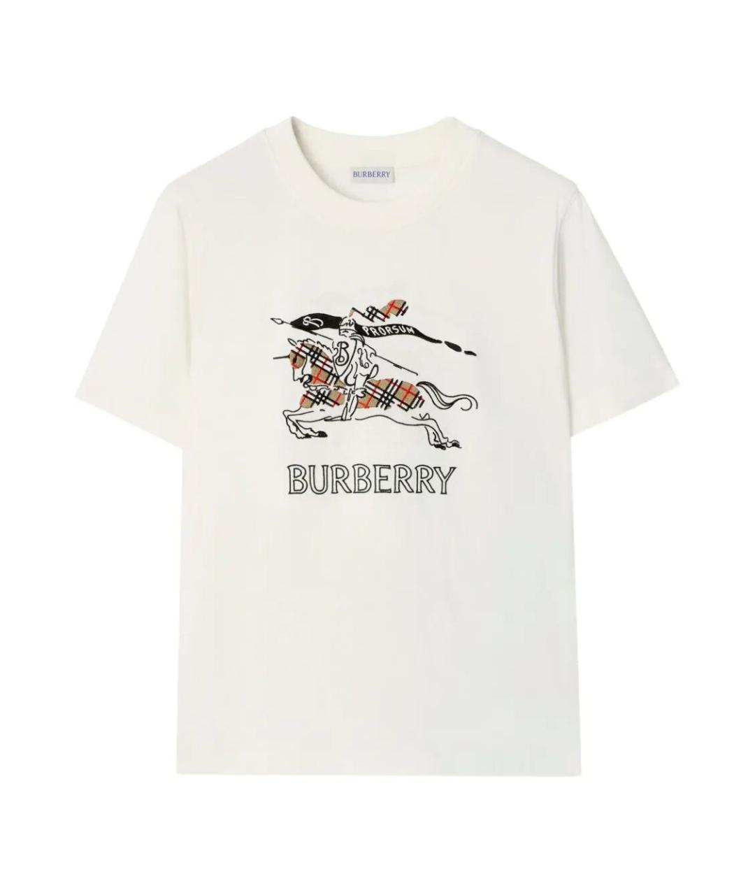 BURBERRY Белая хлопковая футболка, фото 1