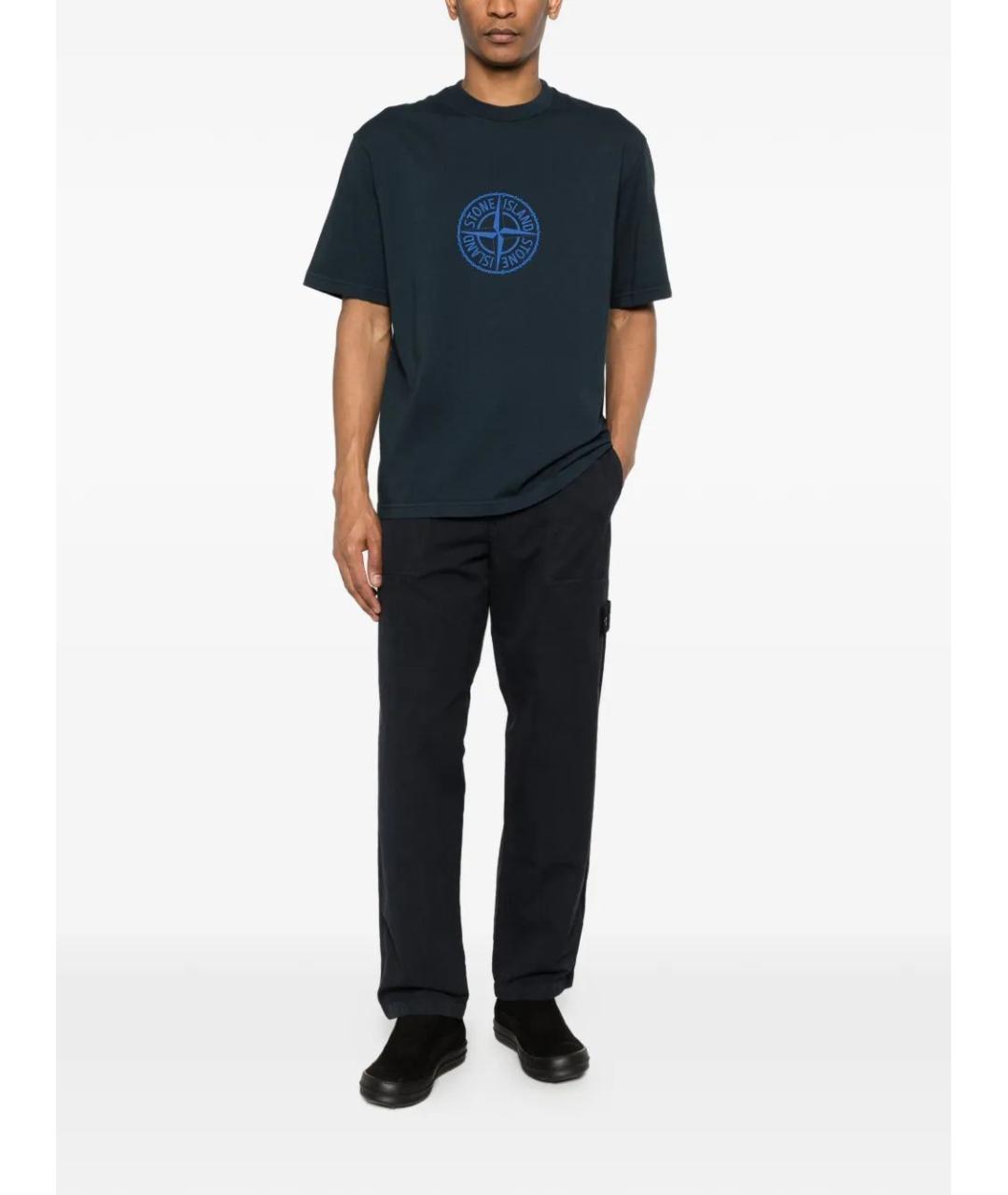 STONE ISLAND Синяя хлопковая футболка, фото 2