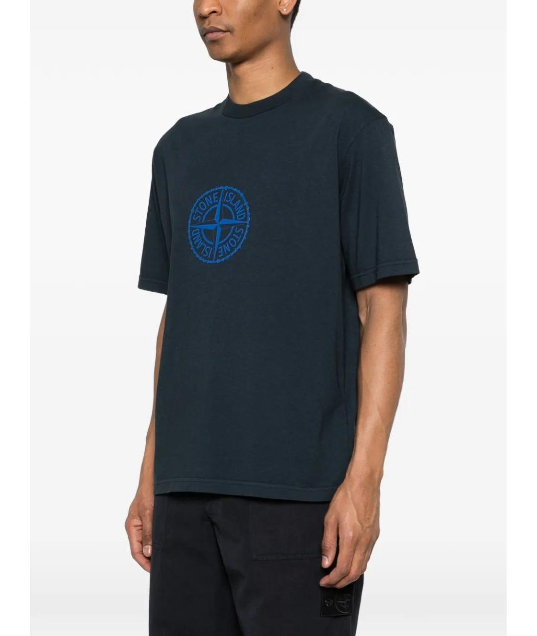 STONE ISLAND Синяя хлопковая футболка, фото 3