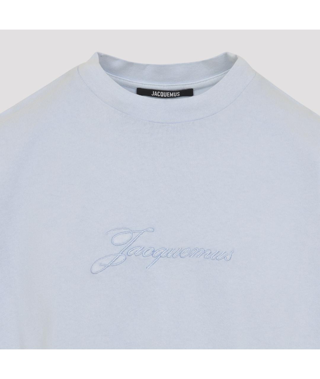 JACQUEMUS Голубая хлопковая футболка, фото 4