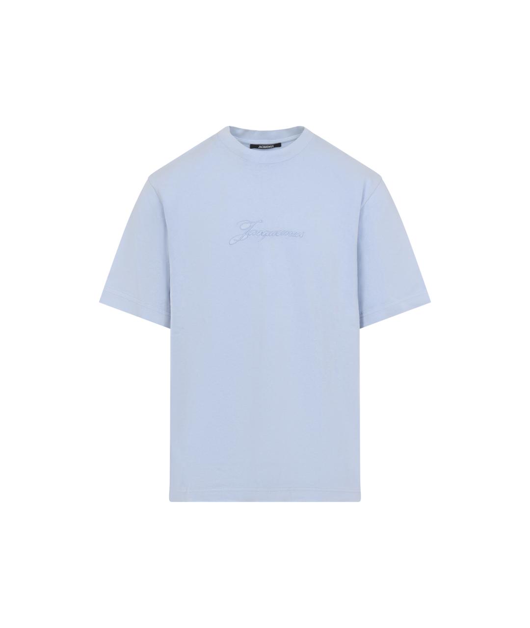 JACQUEMUS Голубая хлопковая футболка, фото 5
