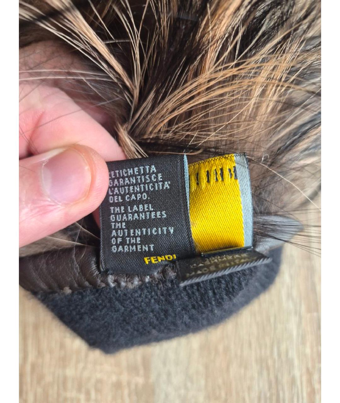 FENDI Коричневые кожаные перчатки, фото 5