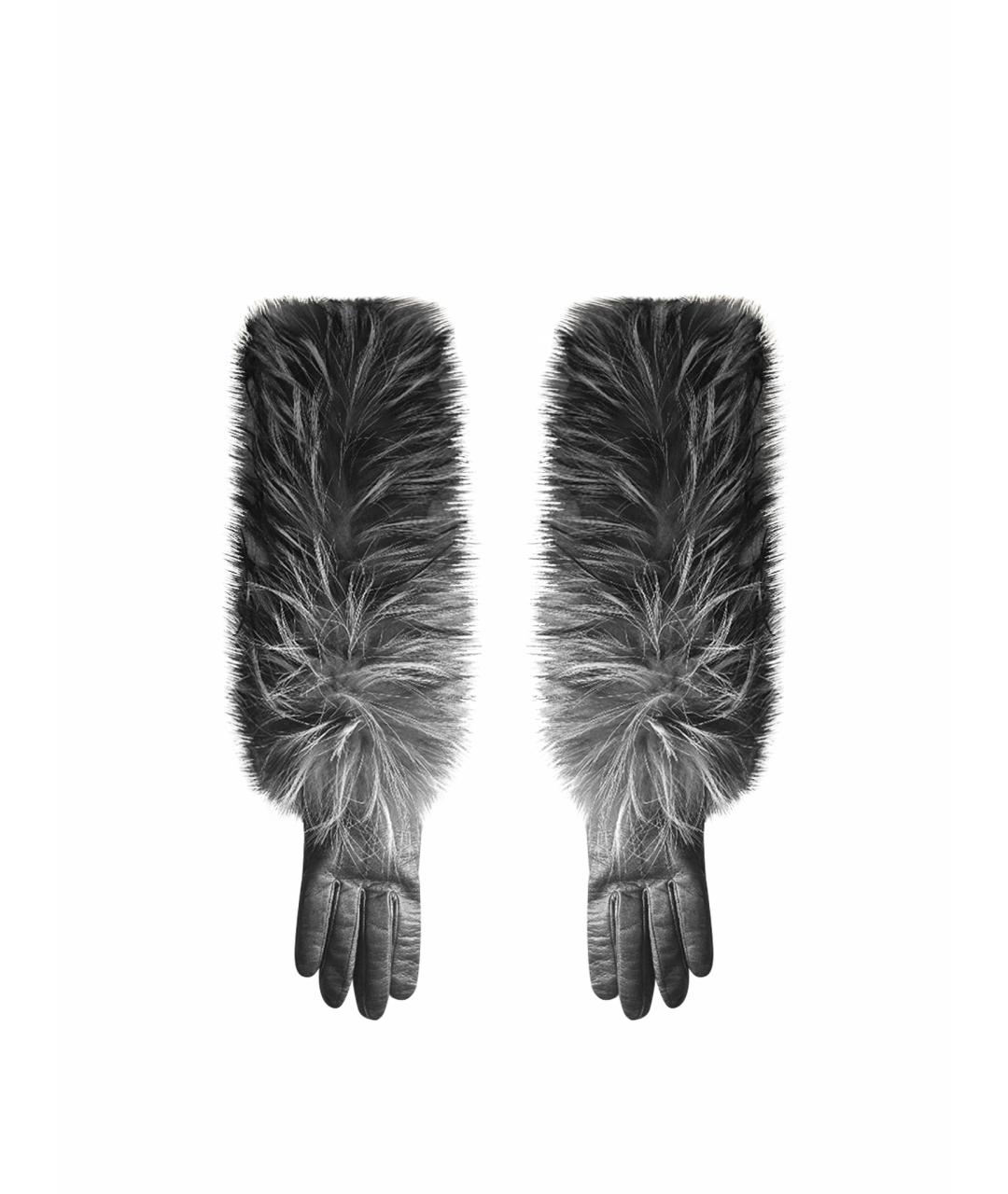 FENDI Коричневые кожаные перчатки, фото 1