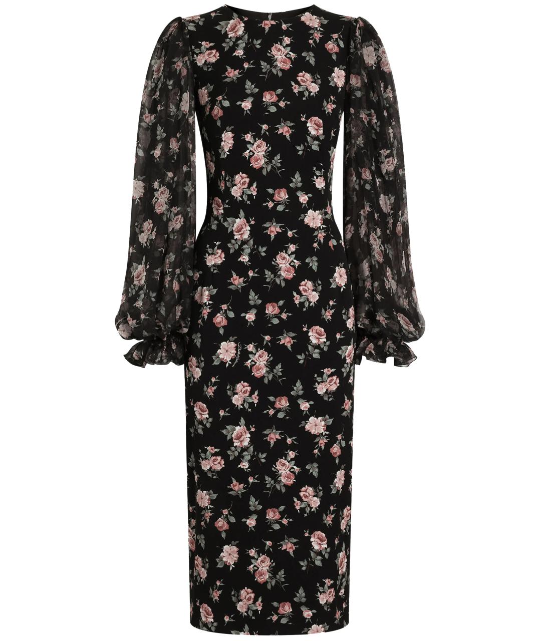 DOLCE&GABBANA Черное шелковое повседневное платье, фото 1