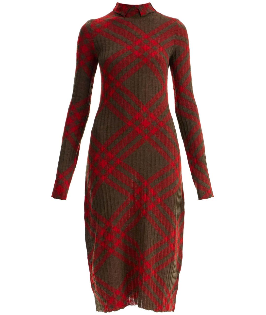 BURBERRY Красное шерстяное повседневное платье, фото 1